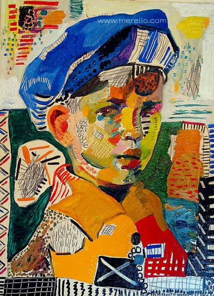 jose-manuel-merello-pintor-artista-precios-comprar-obra-cuadros.-child-with-blue-beret-40x30cm-tabla