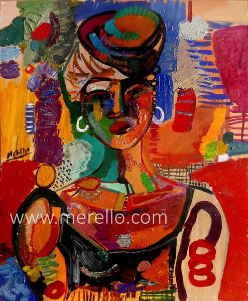 CONTEMPORARY ART. ARTISTS. NEWS.-Jose Manuel Merello.- Spanish Painting. Modern Art-Africa. (60 x 50 cm) Mix media on wood