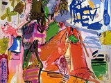 CONTEMPORARY-ARTISTS-INVEST-merello.-mujer-en-rojo-y-azul-frente-al-mar-(100x81cm)