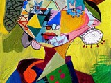 CONTEMPORARY-MODERN-EXPRESSIONISM-ART-merello.--(55-x-38-cm)-retrato-arco-iris.-tecnica-mixta-sobre-lienzo