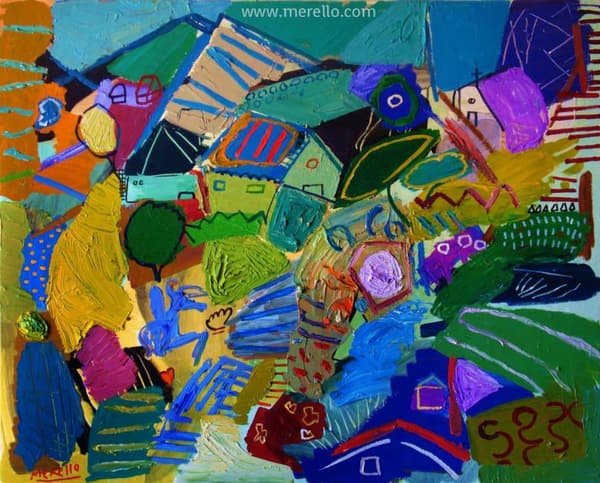 Jose Manuel Merello.-"Primavera española" (81x100 cm) Artistas españoles. Arte contemporáneo. Pintura española moderna actual. Arte e inversión.
