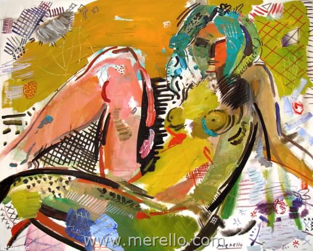 Merello.- La Mujer del Sol (81x100 cm).-José Manuel Merello.-Spanische Maler. Moderne Expressionismus. Spanien Farbe