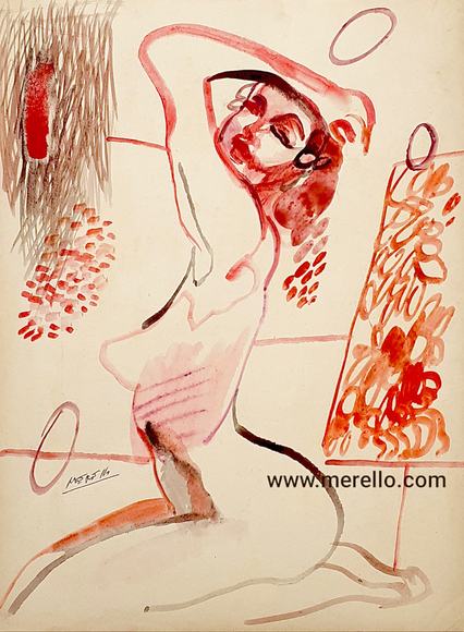 SKETCHES. MODERN ART-Merello.-Constanza. (35 x 26 cm) Watercolour