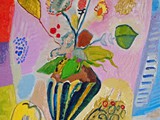 arte-moderno-cuadros.-merello.-florero-con-manzana-y-frutos-del-bosque-(40x30-cm)oleo-tabla