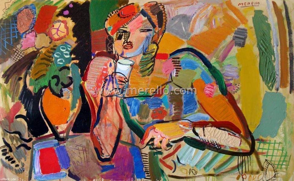 Contemporary Modern Artists Painters-merello.-Woman in the night (81x130 cm)mixed media-canvas-Contemporary Expressionism.jpg