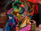 european-artists-painters.-art-europe-modern-painting.jose-manuel-merello.-dark-poet-(55-x-38-cm)-mixed-media-on-canvas