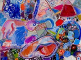 european-artists-painters.-art-europe-modern-painting.merello.-mujer-de-porcelana-azul-(81x100-cm)-mix-media-on-canvas