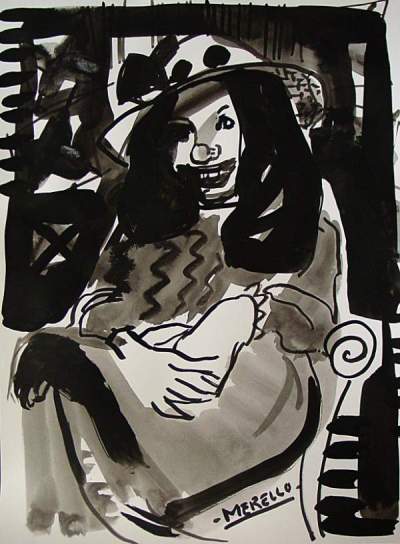 CONTEMPORARY MODERN EXPRESSIONISM. -The Ugly Tomato.(47x36 cm) Indian Ink Art, Artists, Painters
