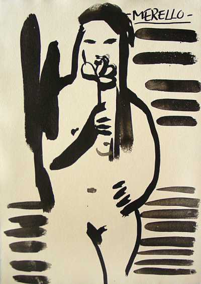 CONTEMPORARY MODERN EXPRESSIONISM.-White Nude.Indian Ink. Art, Artists, Painters