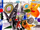 MODERN-ART-PAINTING.-jose-manuel-merello.-(104x70-cm)-la-mesa-del-mago.-watercolor-and-acrylic-on-paper..