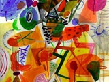 MODERN-ART-PAINTING.-jose-manuel-merello.-don-quijote-en-su-fantasia.-(64-x-45-cm)-watercolor-and-acrylic-on-paper