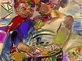 peinture-contemporaine-moderne.jose-manuel-merello-en-la-playa-(100-x-81-cm)-tecnica-mixta-sobre-tabla