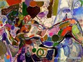 peinture-contemporaine-moderne.jose-manuel-merello-mujer-en-el-salon-de-las-estrellas-(97-x-130-cm)-mix-media-on-canvas